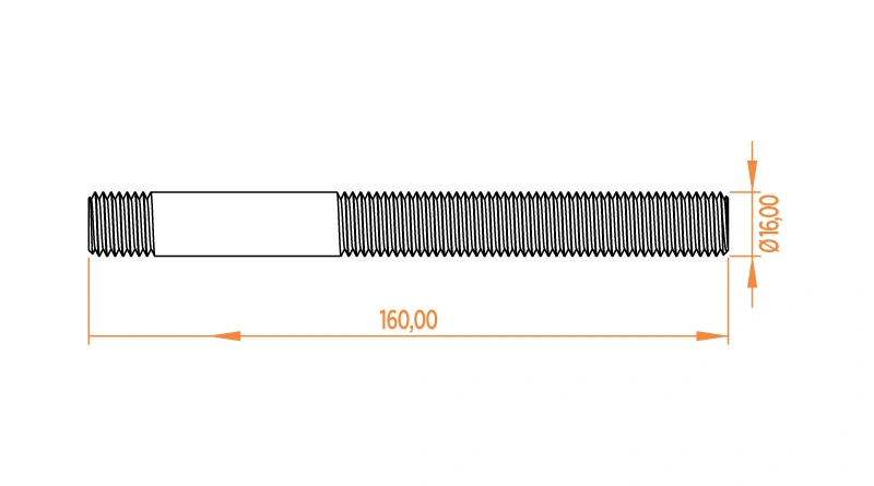 ESP 160-16 M16 160 mm Straight Stud