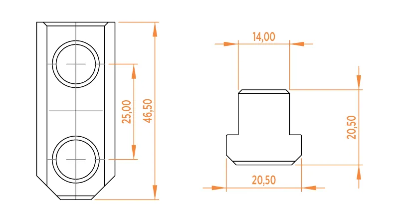 ETS 8-47-14 8” T Nut Set of 3