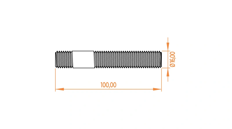 ESP 100-16 M16 100 mm Straight Stud