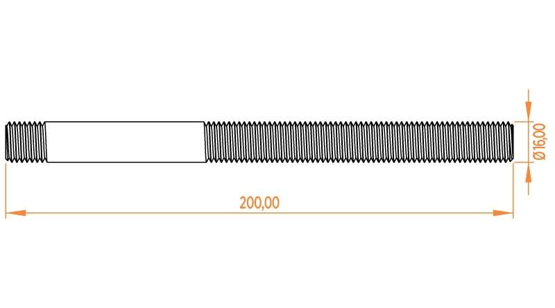 ESP 200-16 M16 200 mm Straight Stud